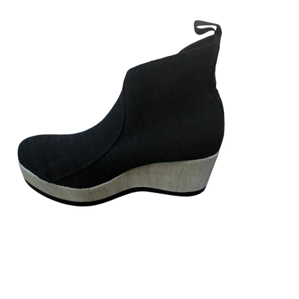 Charleston Shoe Co Sumter Black Knit Wedge Sock Bootie Quiet Luxury 10 Lagenlook